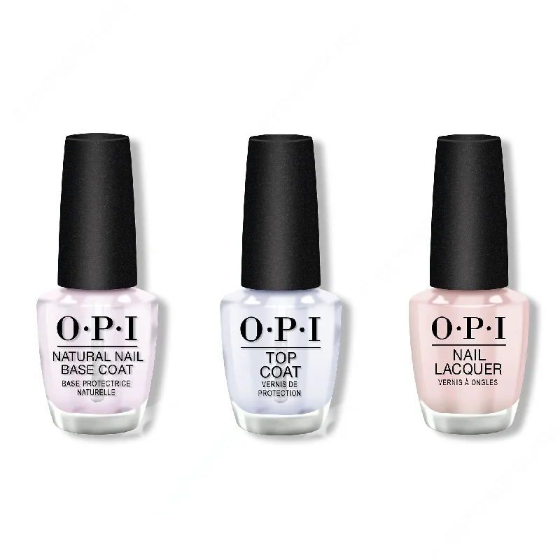 nail polish reviews-OPI - Nail Lacquer Combo - Base, Top & Stop It I'm Blushing! 0.5 oz - #NLT74