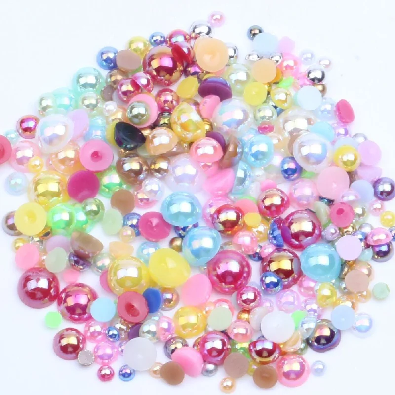 Nail rhinestone budget buys-Yantuo Wholesale All Size mixed color Flat Back ABS Round Half Pearl beads