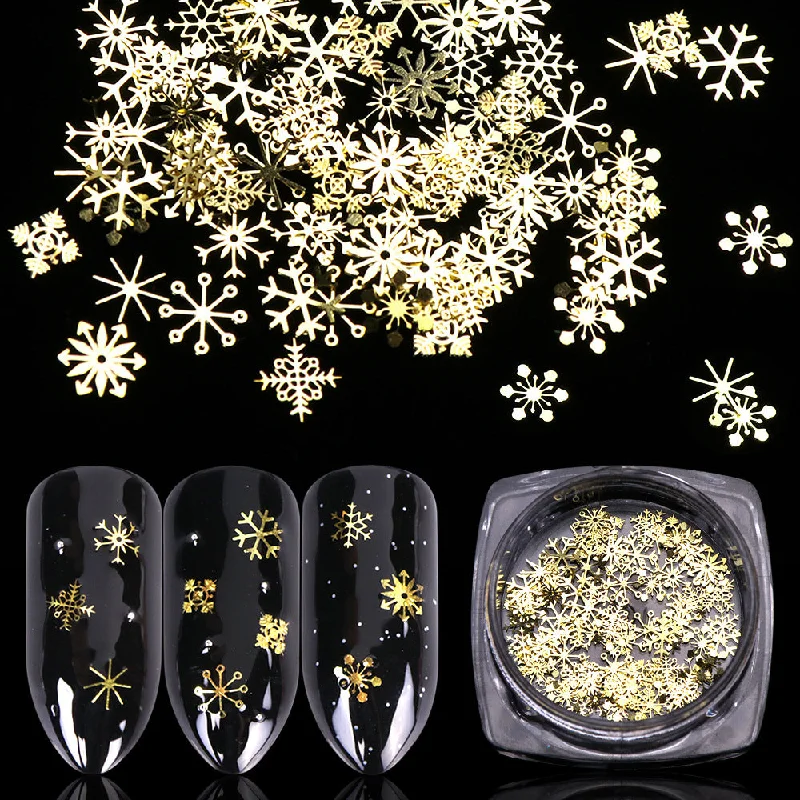 Nail art decoration cleanup-90 Decor Snowflake Nail Sequins Nail Art Glitter Gold Metal Slices 1848