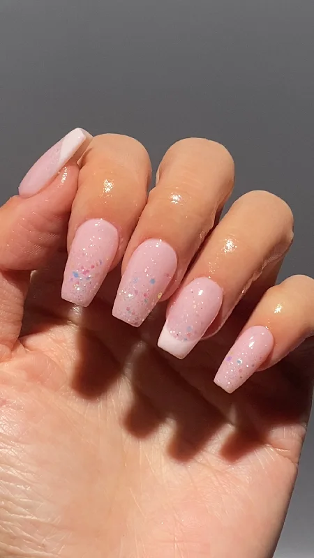 nail repair with nail file-Whispering Pink Confetti