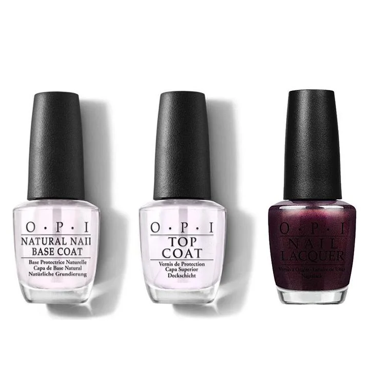 nail polish celebrity styles-OPI - Nail Lacquer Combo - Base, Top & Muir Muir on the Wall 0.5 oz - #NLF61