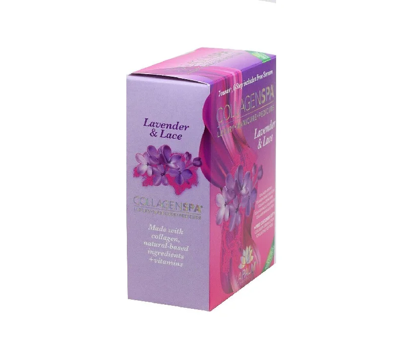 nail repair with nail repair top coat-Lapalm Collagen Spa Manicure Pedicure Kit - Lavender Lace (12 Kits)