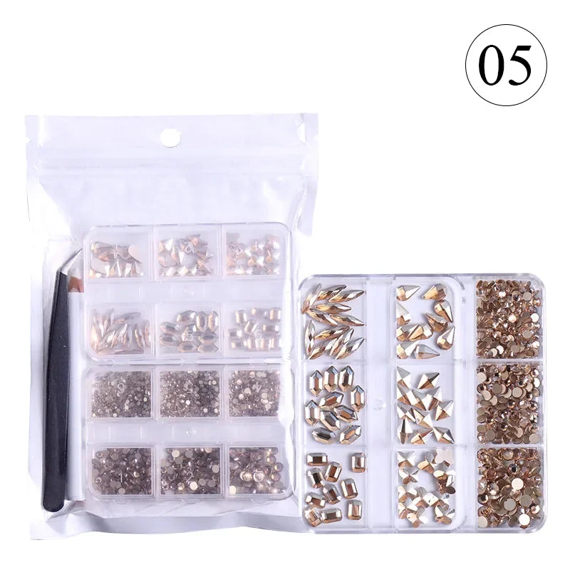 Nail rhinestone punk edge-2 Pack 6 Grid Glass FlatBack Rhinestones #05 Matcha