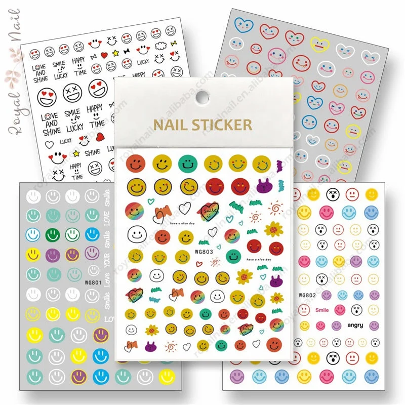 Nail rhinestone Pinterest boards-New Designs Smile Face Sunflower Cartoon Cute Nail Art Decals