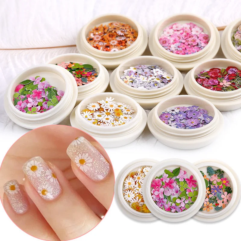 Nail art decoration desert-Nail art 3D all kinds of petal nail stickers jewelry sequins wood pulp pieces mixed nail decoration