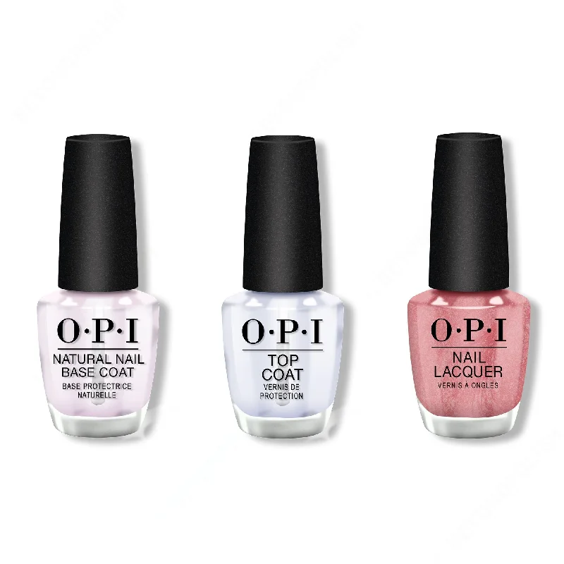 nail polish sheer pink-OPI - Nail Lacquer Combo - Base, Top & Cozu-melted in the Sun 0.5 oz - #NLM27