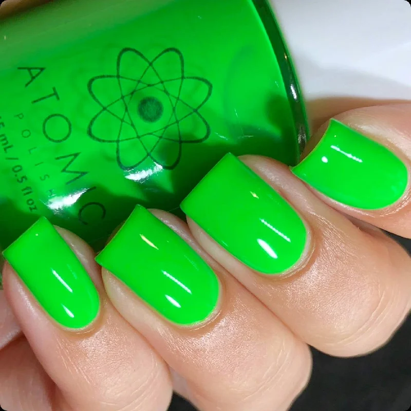 nail polish layered look-Neon (Ne) Green