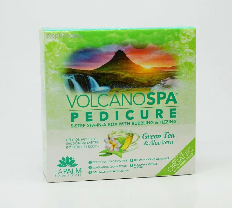 nail repair with nail repair support gel-Lapalm Volcano Spa Pedicure 5-Step Kit - Green Tea & Aloe Vera (Pack of 10 Kits)