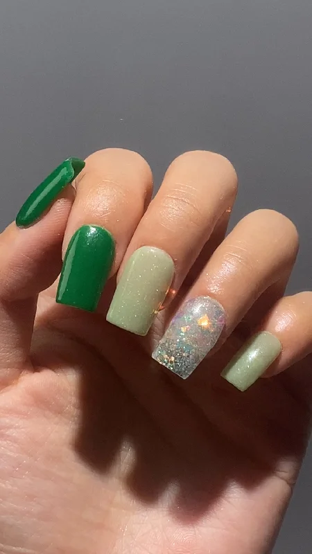 nail repair with nail repair enhancer gel-Vibrant Green Hue' Sparkle