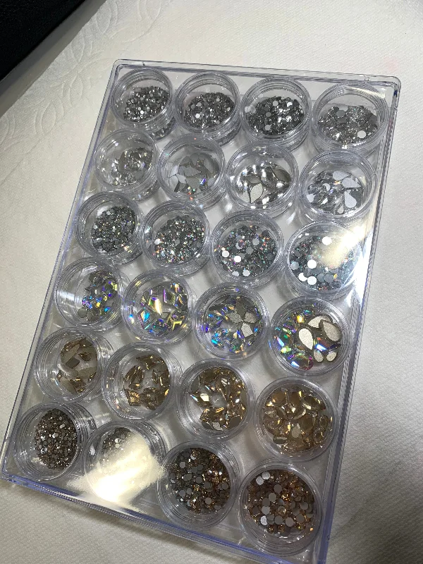 Nail rhinestone placement techniques-Crystal variety big box