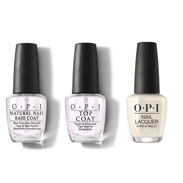 nail polish affordable options-OPI - Nail Lacquer Combo - Base, Top & Snow Glad I Met You 0.5 oz - #NLHRJ01