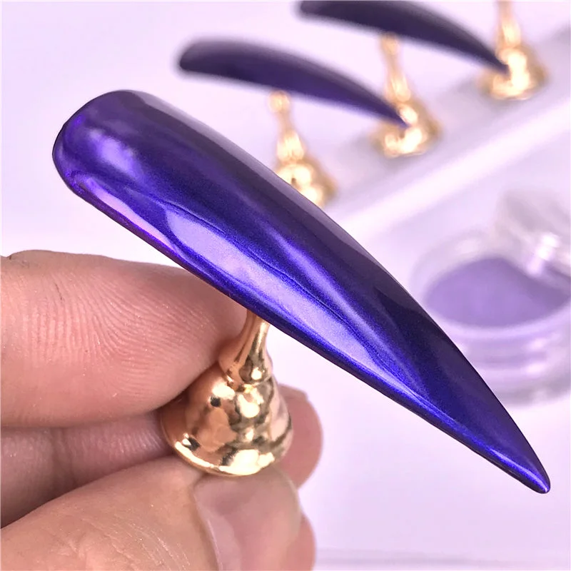 Nail art decoration sensitive skin-Purple Mirror Chrome Nail Art Powder Metallic with Applicator 1051