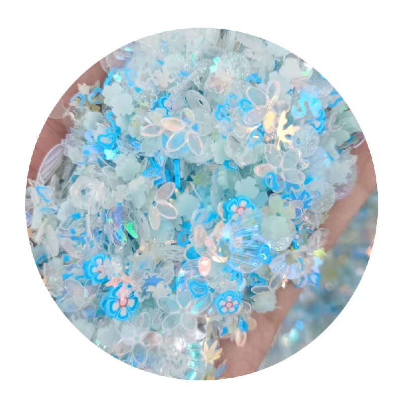 Nail art decoration cocktail-Luminous Effect Flower Star Snowflake Shape Nail Glitter Sequins Glow In The Dark Flakes Slices For Charm Nail Art Decorations M