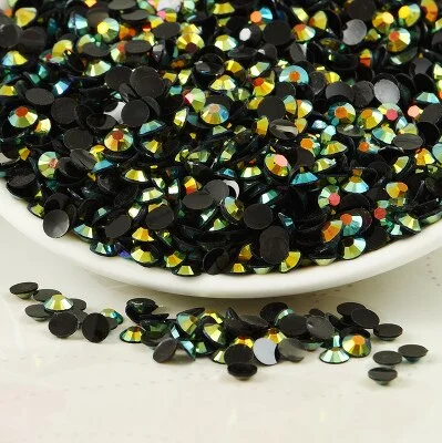 Nail rhinestone anniversary looks-Rainbow Black 1mm Rhinestones Nail Art Decoration