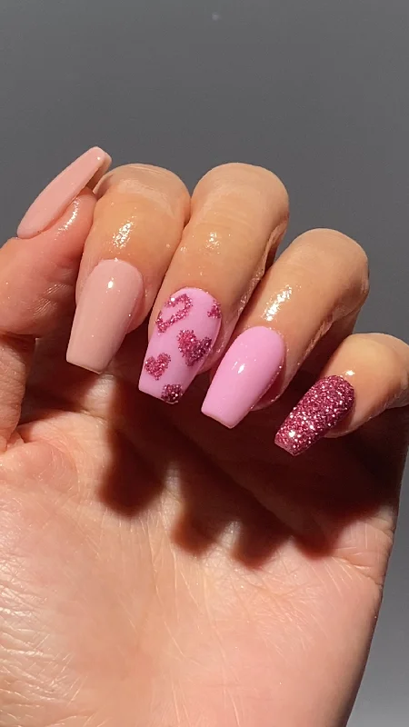 nail repair after manicure-Blushing Hearts Glitter