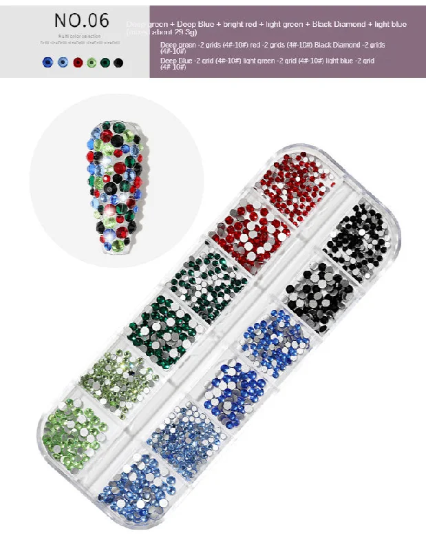 Nail rhinestone artsy patterns-Color Crystal Nail Art Rhinestones Decoration