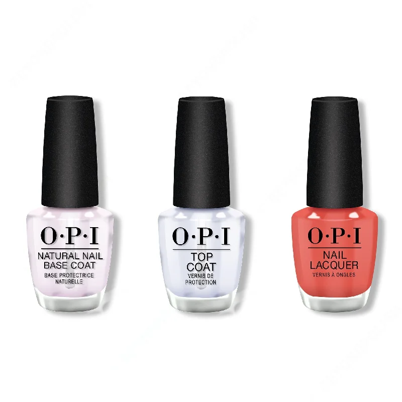 nail polish cotton balls-OPI - Nail Lacquer Combo - Base, Top & Tempura-ture is Rising! 0.5 oz - #NLT89