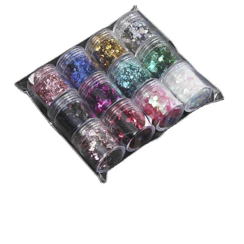 Nail art decoration gaming-Hybrid Pentagram Laser Sequin Ultra Thin Nail Set