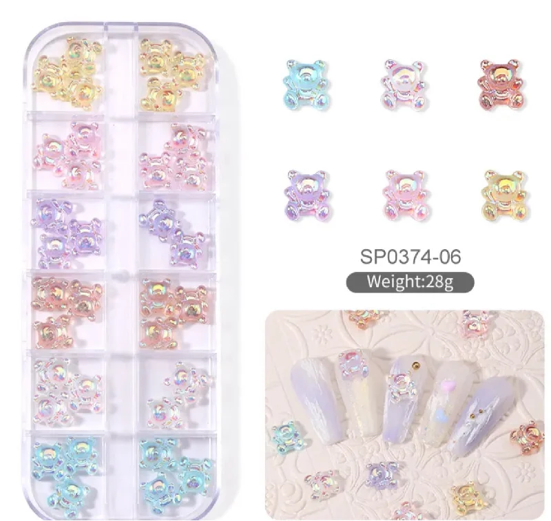 Nail rhinestone chic finishes-Gummy bears nail art