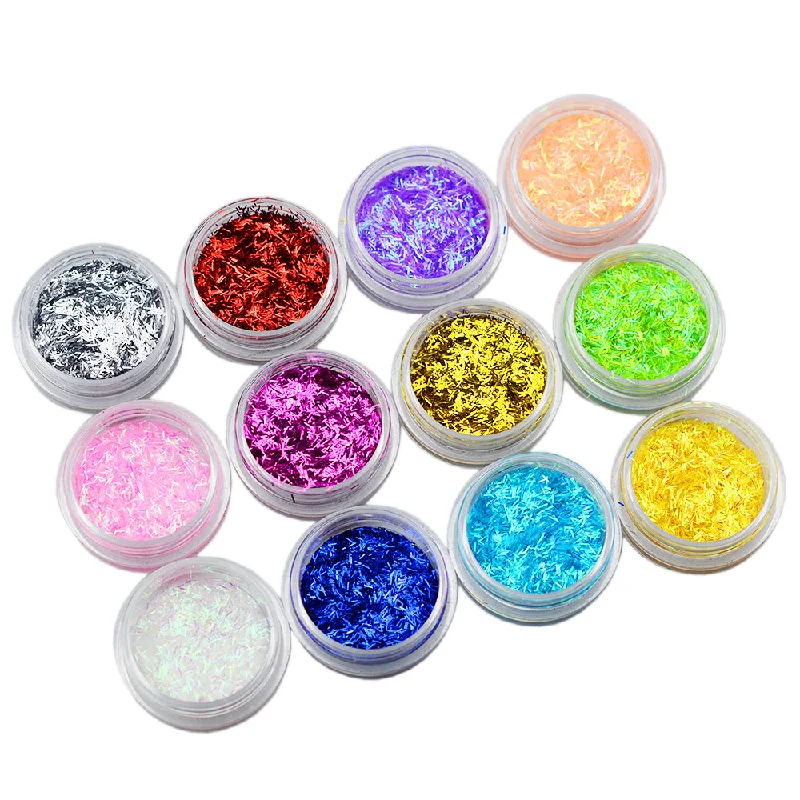 Nail art decoration portable-12 Nail Art Sparkly Sequin Confetti Glitter Decoration Set 2341