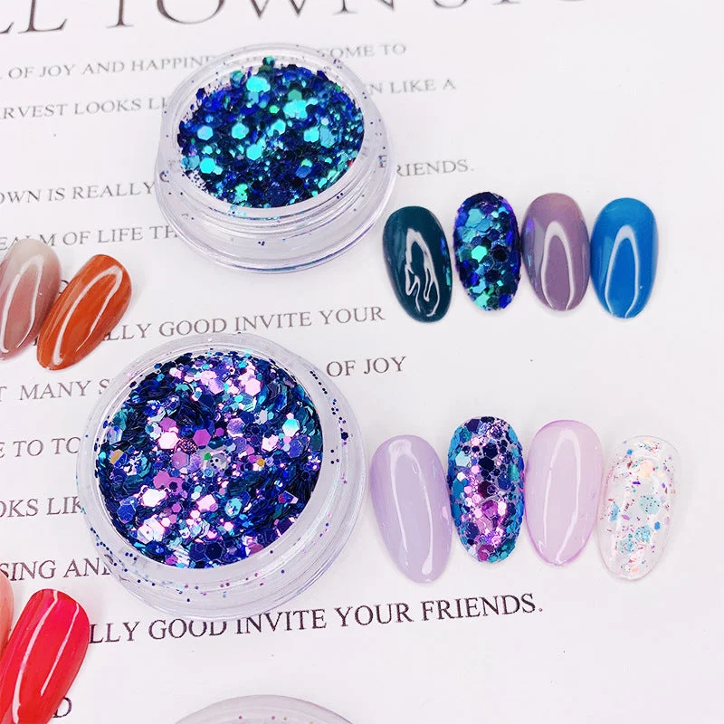 Nail art decoration cartoon-Mix Color Sticker Holographic Love Heart Nail Sequins Letter Charms Glitter 3d Flakes Art Accessories Nail Sequins