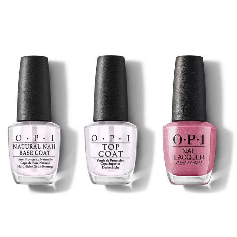 nail polish professional kits-OPI - Nail Lacquer Combo - Base, Top & Not So Bora-Bora-ing Pink 0.5 oz - #NLS45