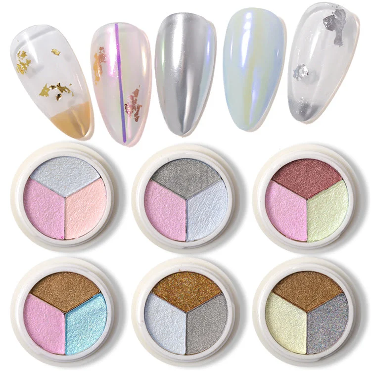 Nail art decoration sports-3 Colors Solid Mirror Nail Powder Glitter Sequins Metallic Effect Nails Art UV Gel Polish Chrome Pigment Nail Art Decorations