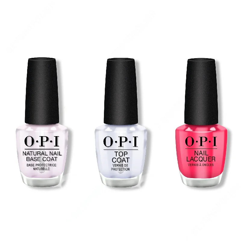 nail polish geometric shapes-OPI - Nail Lacquer Combo - Base, Top & Charged Up Cherry 0.5 oz - #NLB35