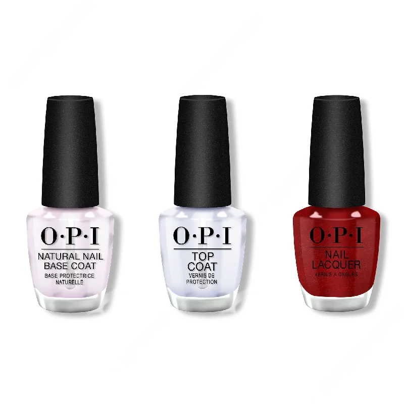 nail polish sunrise hues-OPI - Nail Lacquer Combo - Base, Top & An Affair in Red Square 0.5 oz - #NLR53