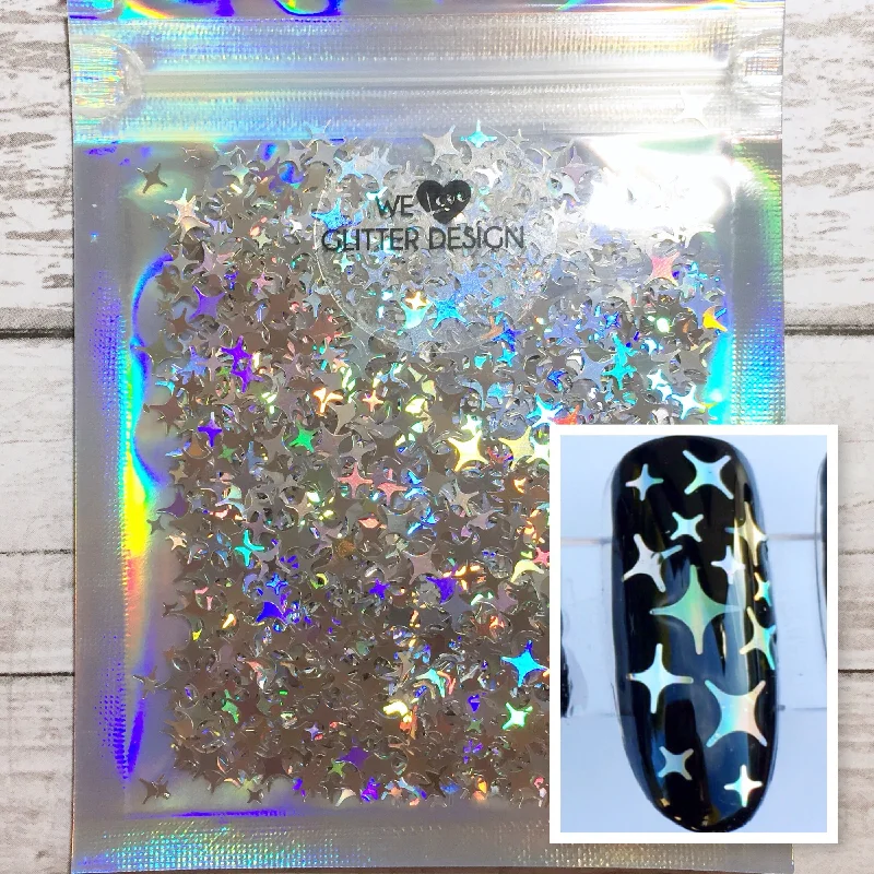 Nail art decoration marble-[Starlight] Glitter | Holographic Silver