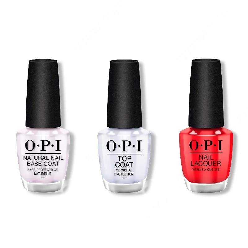 nail polish one coat-OPI - Nail Lacquer Combo - Base, Top & Coca-Cola Red 0.5 oz - #NLC13