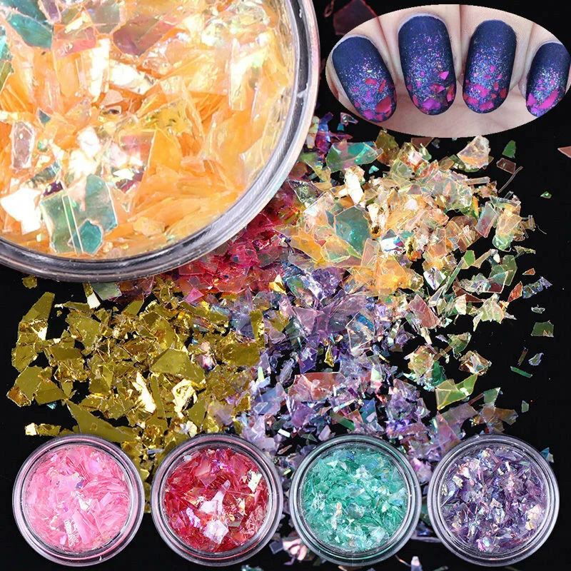 Nail art decoration business-12 Colors Set Glitter Ice Mylar Foil Nail Art Decoration 1490