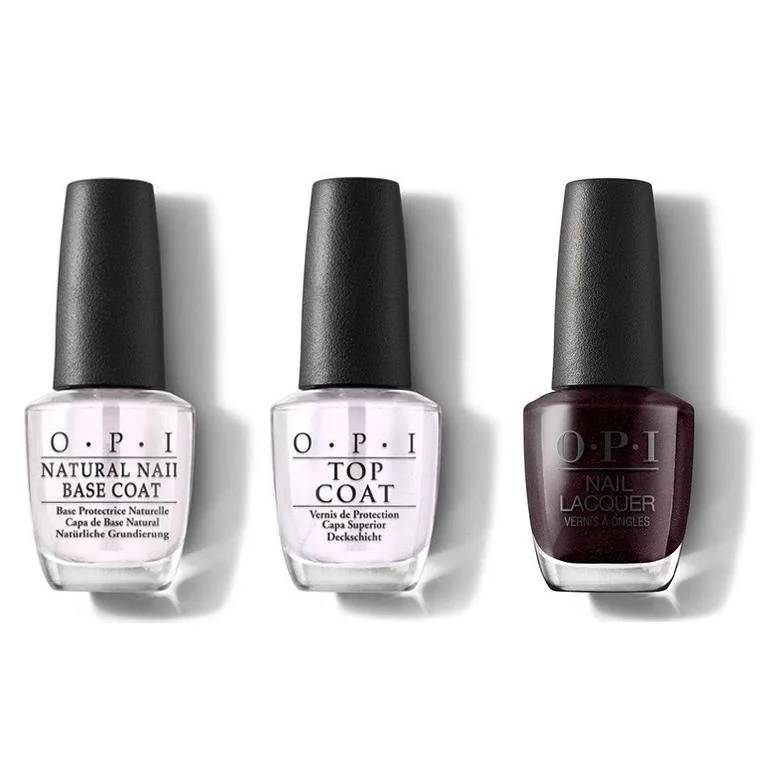 nail polish watercolor-OPI - Nail Lacquer Combo - Base, Top & Black To Reality 0.5 oz - #NLHRK12