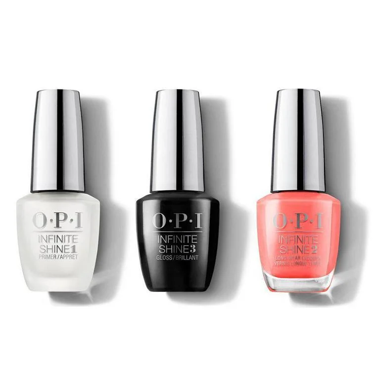 nail polish champagne fizz-OPI - Infinite Shine Combo - Base, Top & Orange You a Rock Star? - #ISLN71