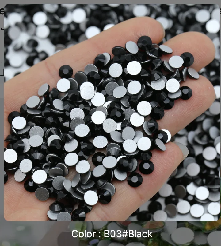 Nail rhinestone sustainable options-Glass Rhinestones - Black Magic