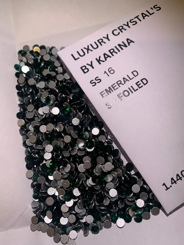 Nail rhinestone bold statements-Luxury crystals emerald