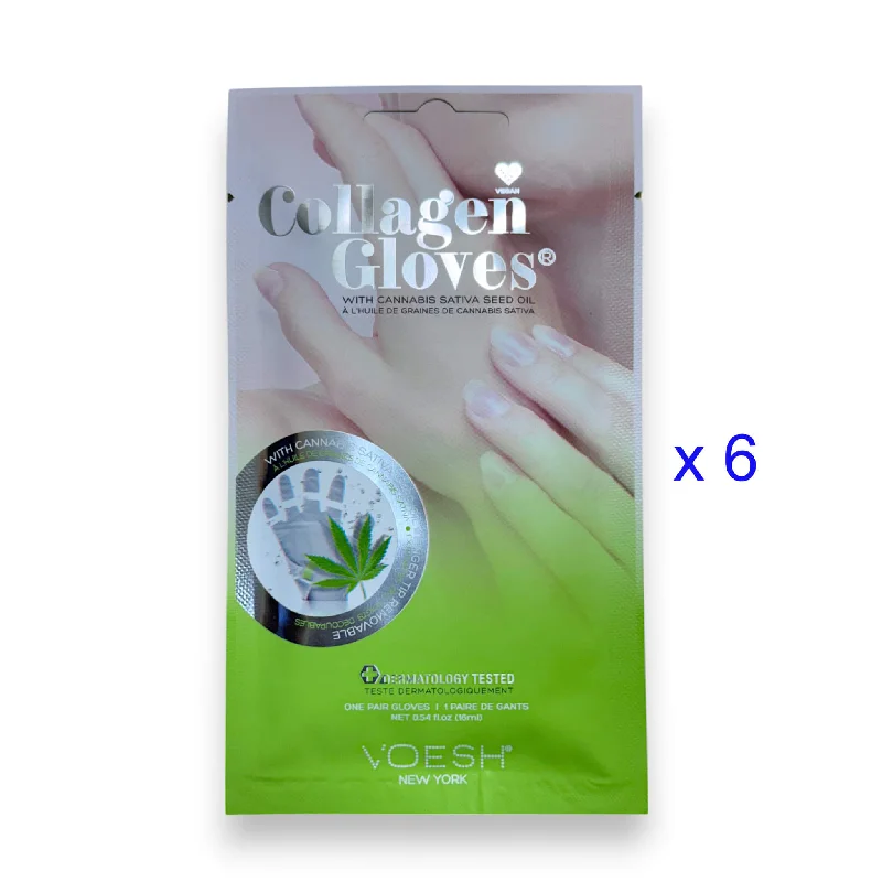 nail repair with nail repair film-VOESH Collagen Gloves - With Cannabis Sativa Seed Oil (Pack of 6 Pairs)