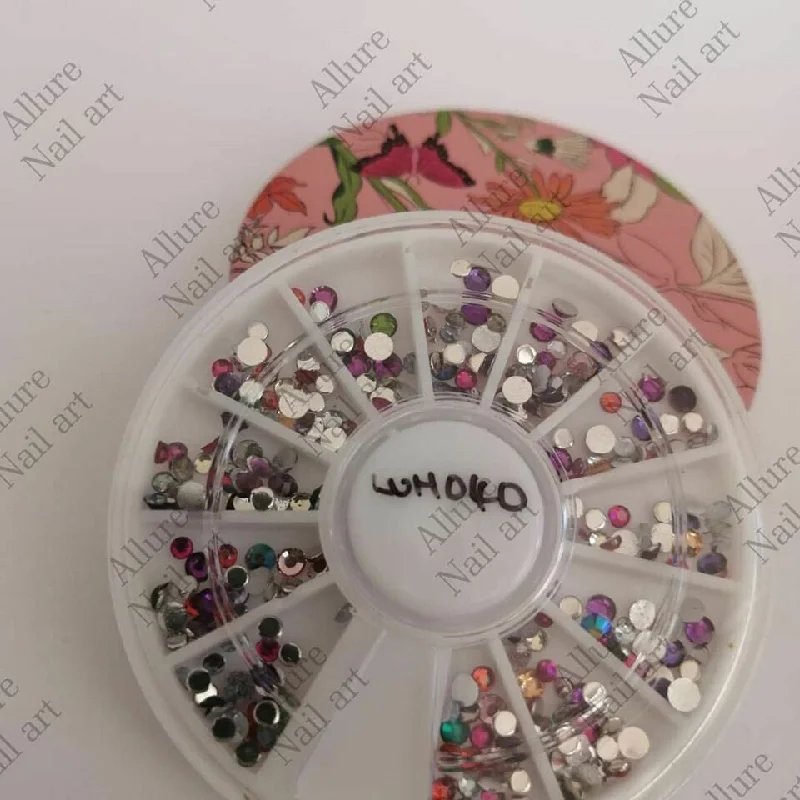 Nail rhinestone salon quality-Crystal Color Mix Rhinestones Nail Wheel Tray