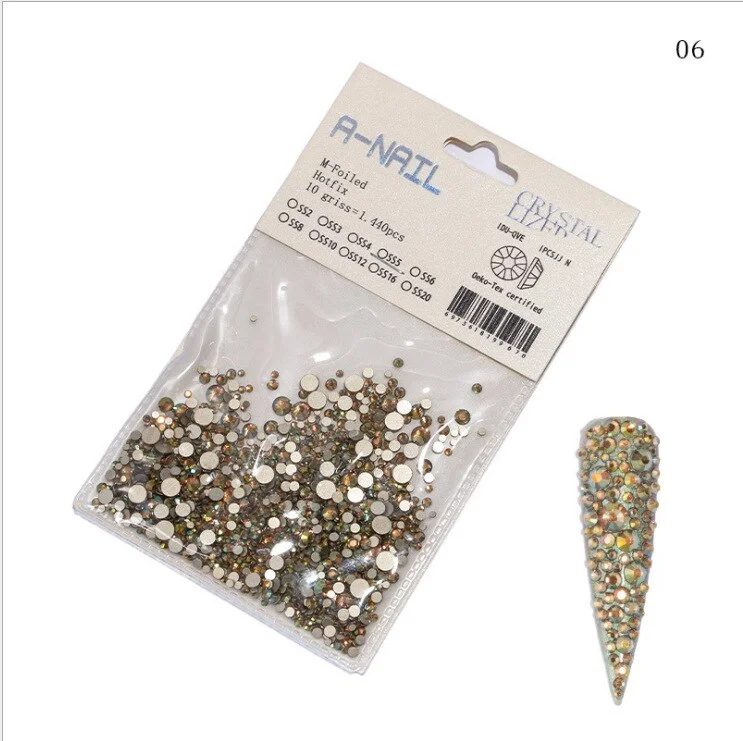 Nail rhinestone tutorial videos-1720pcs Flat Bottom Rhinestone Nail Art