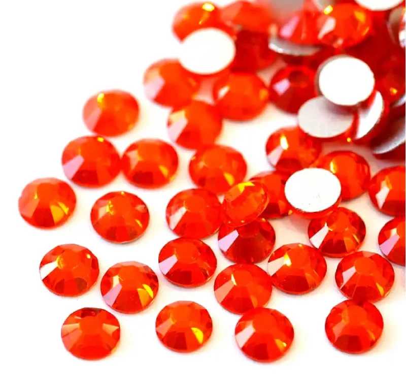 Nail rhinestone round shapes-Luxury crystals hyacinth (orange)