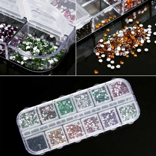 Nail rhinestone coffin nails-3000 Nail 2.0 Mix Color Crystal Nail Art Rhinestones Glitters Gems Tips Kit 2269