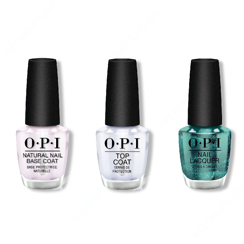 nail polish tools-OPI - Nail Lacquer Combo - Base, Top & This Color's Making Waves 0.5 oz - #NLH74