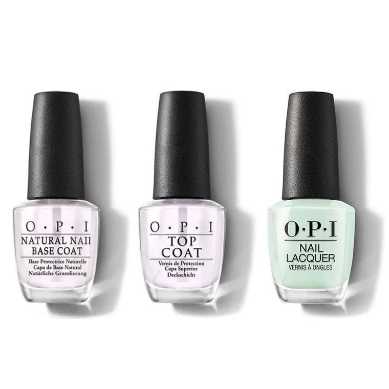 nail polish beginner tips-OPI - Nail Lacquer Combo - Base, Top & This Cost Me A Mint 0.5 oz - #NLT72