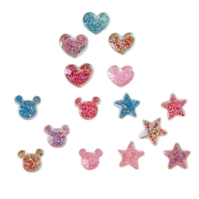 Nail art decoration supplies-Assorted of Glitter Resin Charms Sequins Decorated Star Heart Mouse Head Cabochon for Hair Pins Rings Scrapbook Embellishment