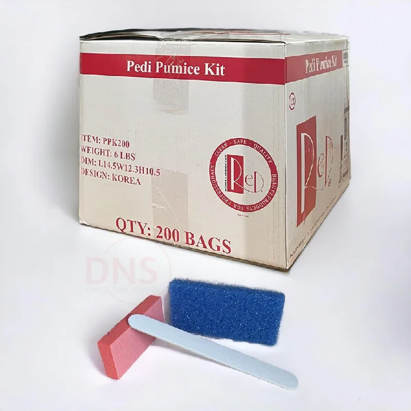 nail repair for kids dance-Red Disposable Pedi Pumice Kit #PPK200 (1 Case 200 Sets)