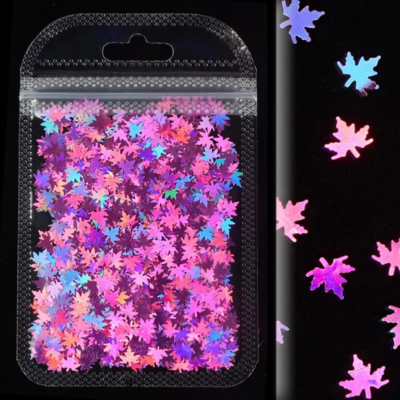 Nail art decoration gothic-2g Nail Art Sequins for Nail Maple Leaf Holographic Glitter Sparkly 2781