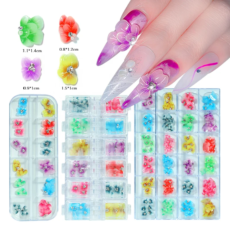 Nail rhinestone trends 2025-Misscheering  Nail art  Resin Flowers  Plastic Design Kawaii 3D Nail Charms  Manicure  Rhinestone For Nails Acrylic