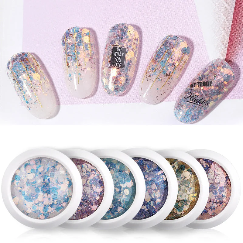 Nail art decoration wholesale-Nail Art Mermaid Glitter Flakes Sparkly 3D Sequins Spangles Powder Dust 2174