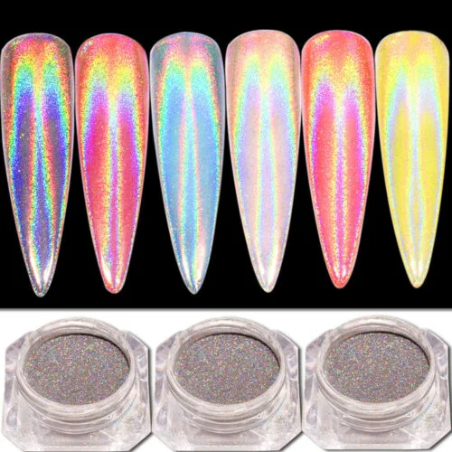 Nail art decoration video-1g Holographic Laser Rainbow Shinning Mirror Nail Glitter Powder 1336