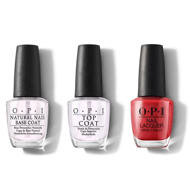 nail polish cherry red-OPI - Nail Lacquer Combo - Base, Top & Go with the Lava Flow 0.5 oz - #NLH69